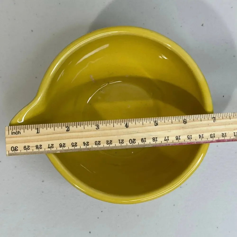 VTG McCoy Stoneware Vibrant Yellow Glaze Ceramic Spout Bowl Small Batter Bowl